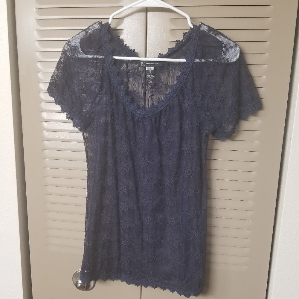 Navy Blue Lace Top